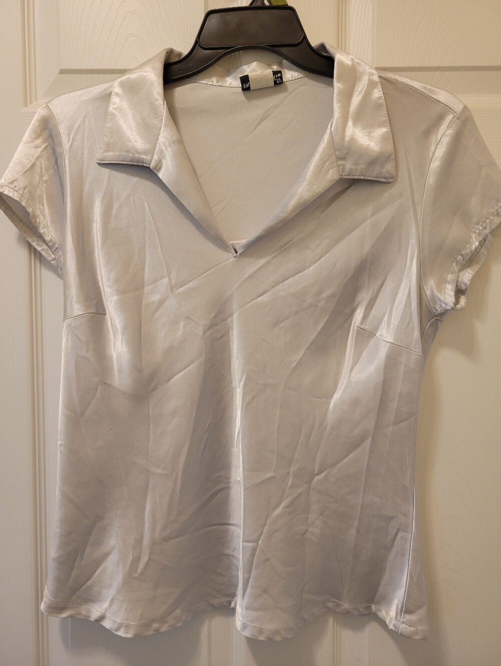 Vintage Womens Sz. Lrg. Silver Satin Top